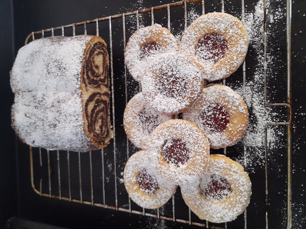 Chocolate Roll & Linzer biscuits